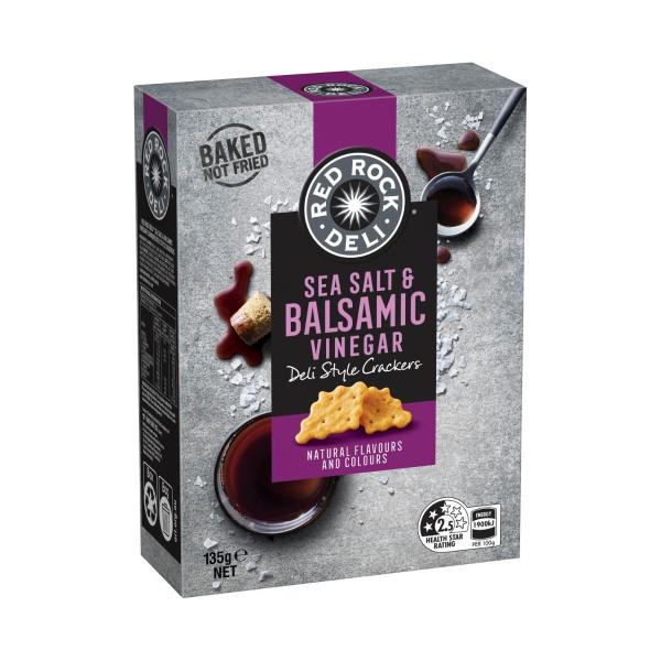 RED ROCK DELI SEA SALT & BALSAMIC VINEGAR DELI STYLE CRACKERS SHARE PACK::.:135 GRAM