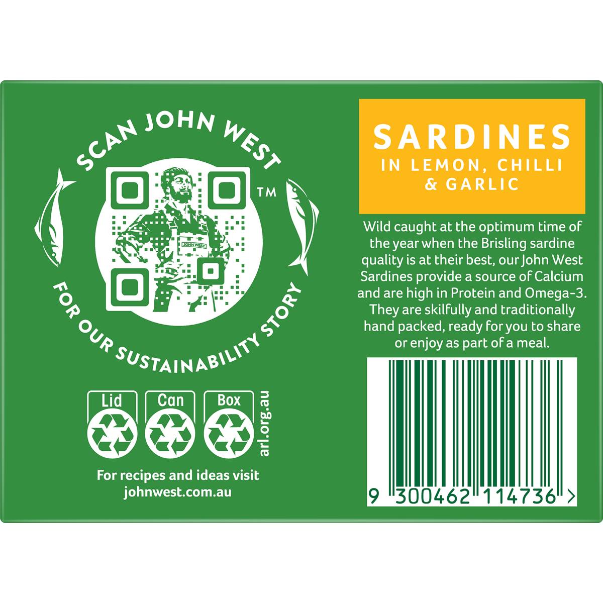 John West Wild Brisling Sardines With Lemon Garlic & Chilli 110g
