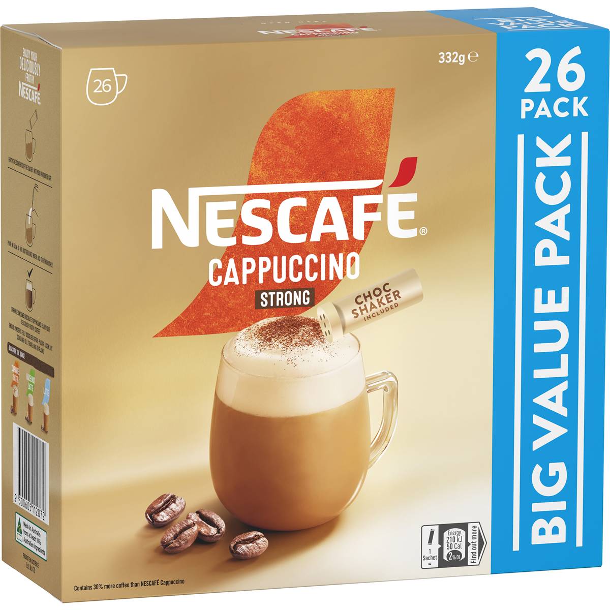Nescafe Cappuccino Strong Coffee Sachets 26 pack