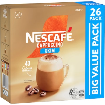 Nescafe Cappuccino Skim Coffee Sachets 26 pack