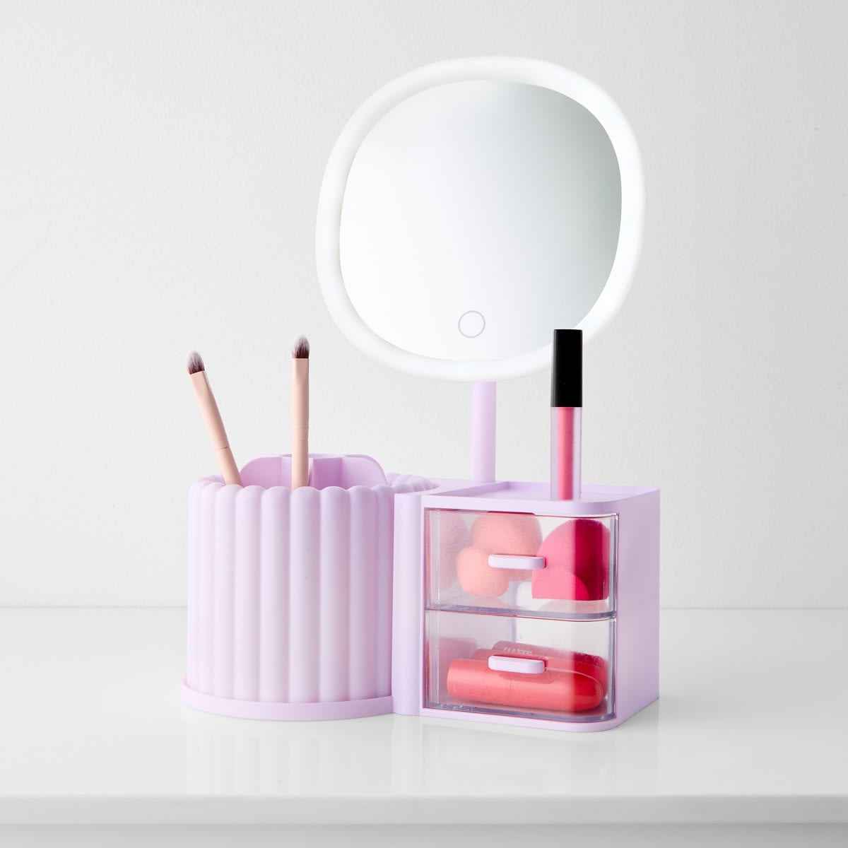 Cosmetic Organiser with Mirror - Lilac