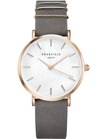 West Village Mop Dial Rosegold 33MM Analog Watch Wegr W75 in Grey Leather