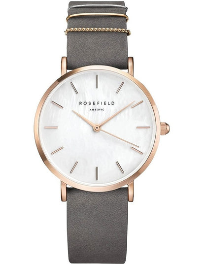 West Village Mop Dial Rosegold 33MM Analog Watch Wegr W75 in Grey Leather