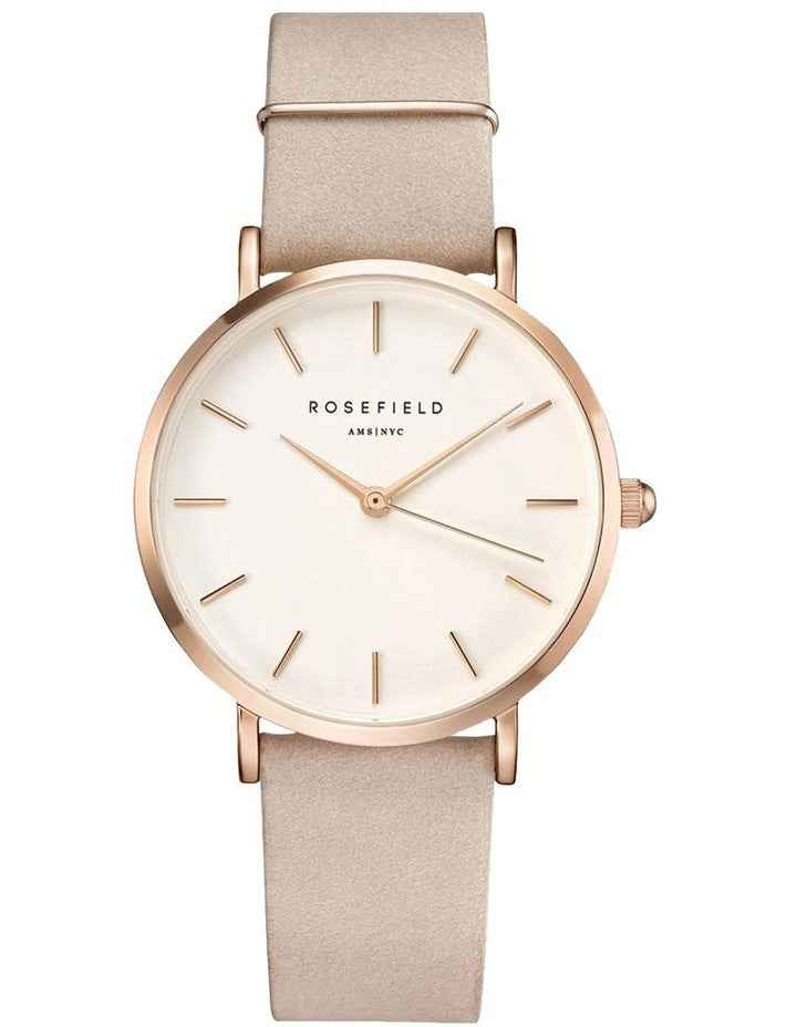West Village Suede Leather Analog Watch in Light Pink