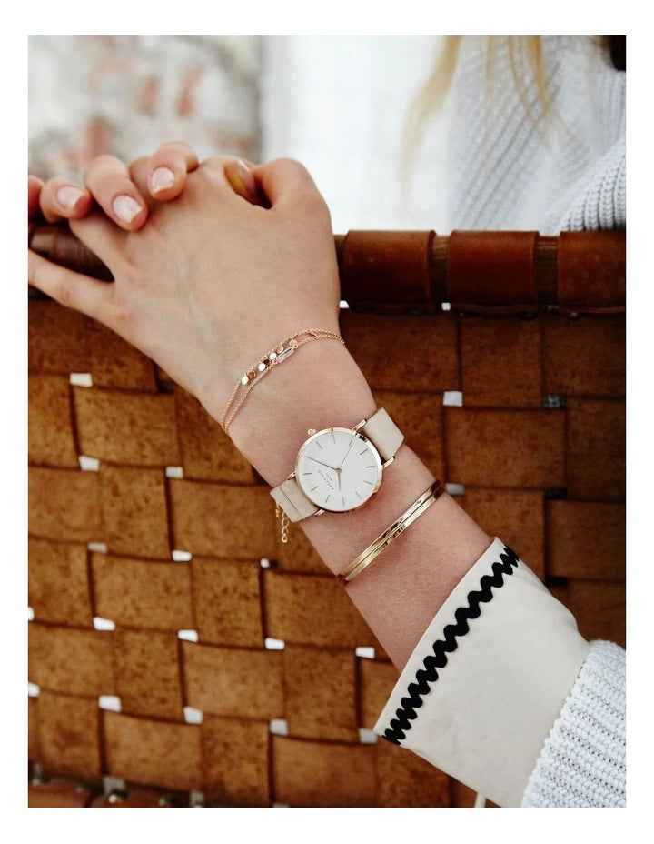 West Village Suede Leather Analog Watch in Light Pink