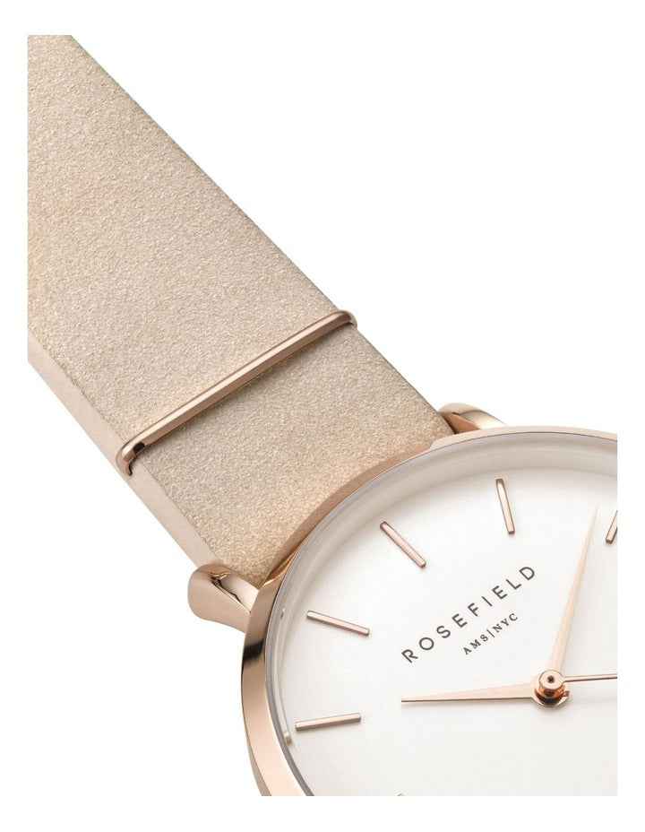 West Village Suede Leather Analog Watch in Light Pink