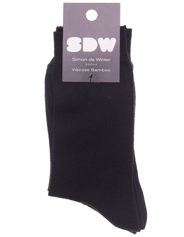 2 Pack Bamboo Comfort Crew Length Socks in Black