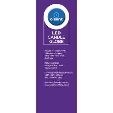 Olsent LED Candle Globe Bc 5.5W 480Lm Warm White 2 pack