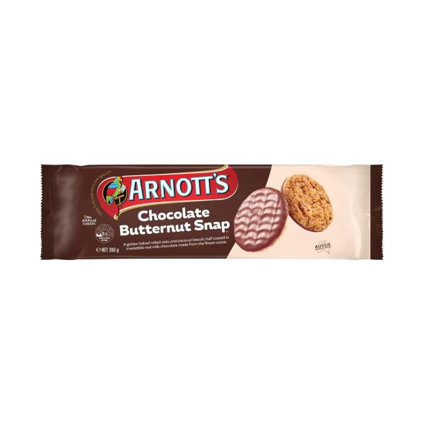ARNOTT'S CHOCOLATE BUTTERNUT SNAPS BISCUITS 200G
