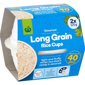 Woolworths Long Grain Rice Microwave Cups 2 pack