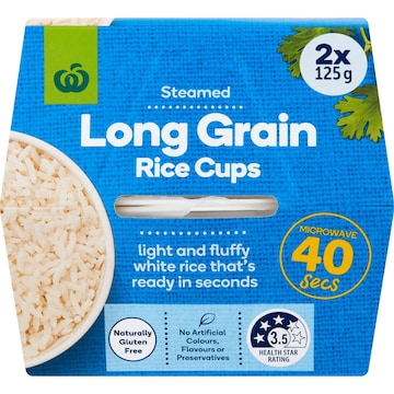 Woolworths Long Grain Rice Microwave Cups 2 pack