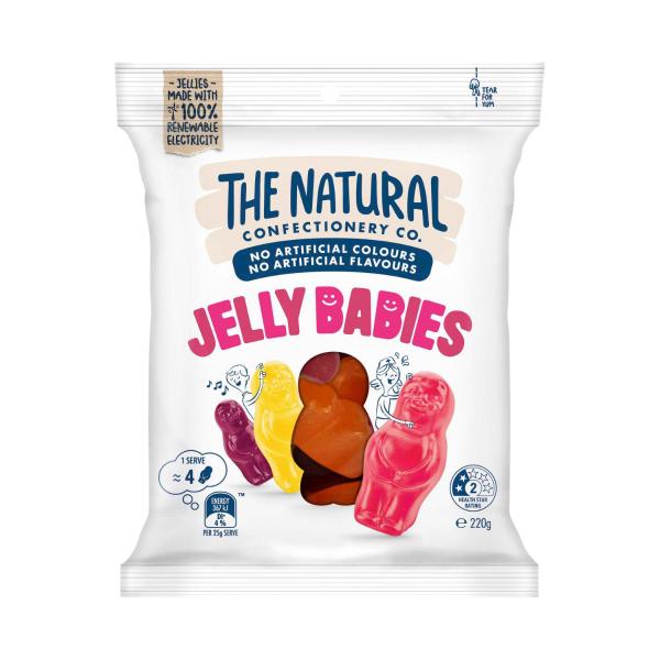 THE NATURAL CONFECTIONERY CO. JELLY BABIES LOLLIES 220G