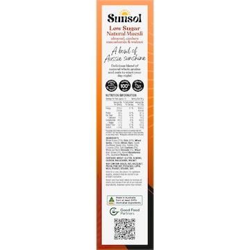 Sunsol Natural Muesli Almond Cashew Macadamia & Walnut 500g