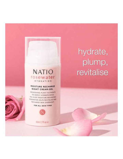Rosewater Hydration Moisture Recharge Night Cream-Gel 80ml