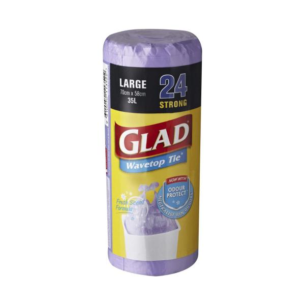 GLAD KITCHEN TIDY BAGS WAVETOP COLOR LGE 24PK