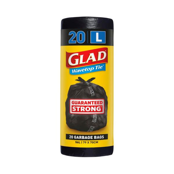 GLAD GARBAGE BAG WAVETOP TIE 20PK