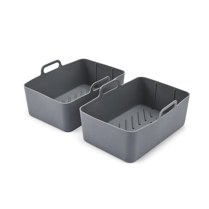 2 Pack Silicone Rectangle Air Fryer Trays - Grey