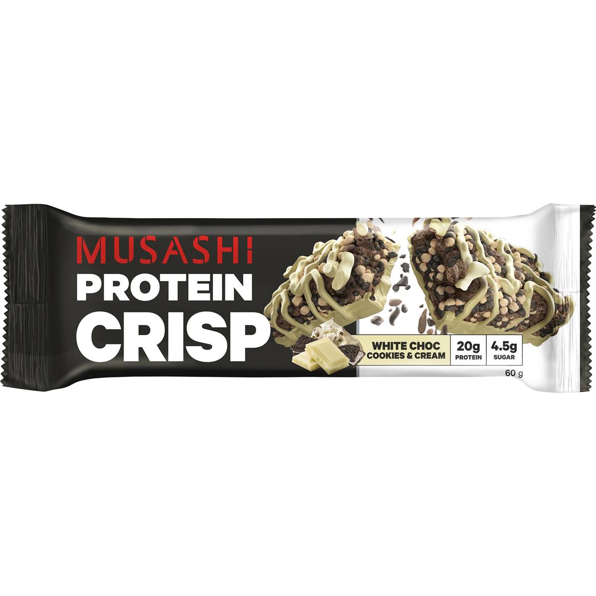 Musashi Protein Crisp Bar White Choc Cookies & Cream 60g