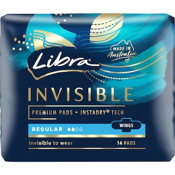 Libra Invisible Regular Pads With Wings 14 pack