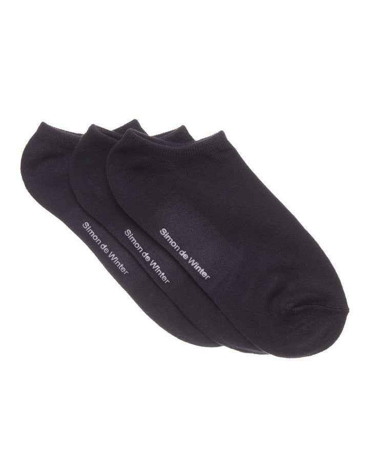 3 Pack Bamboo Low Cut Socks in Black