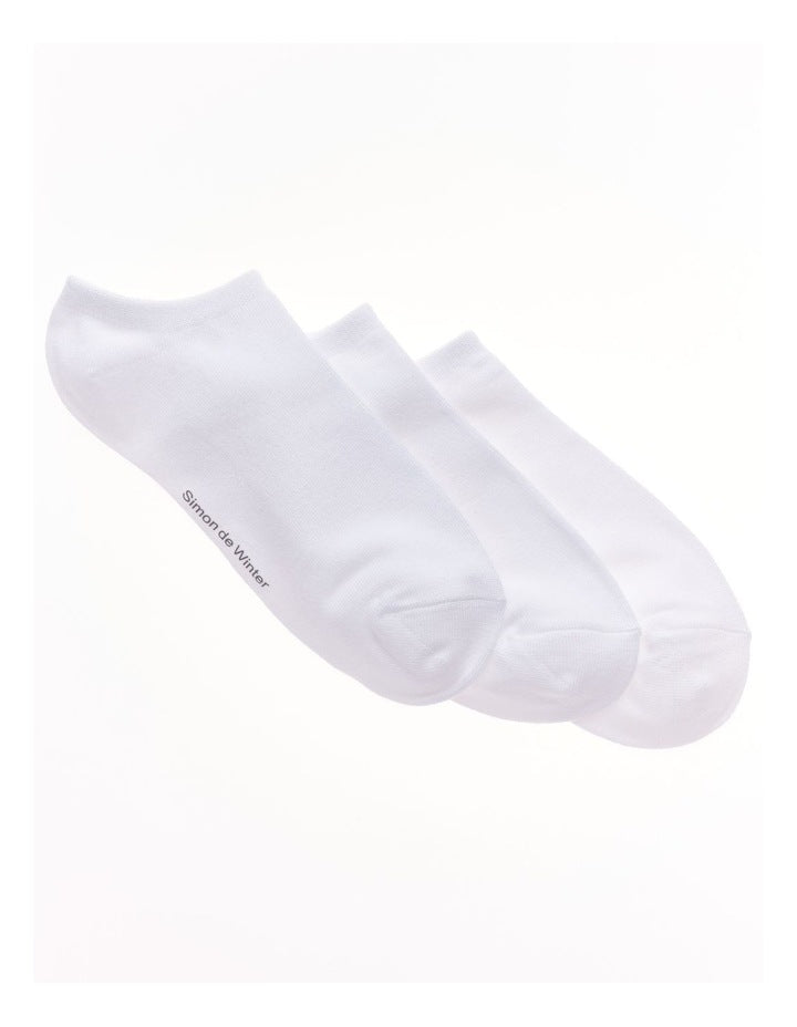 3 Pack Bamboo Low Cut Socks in White