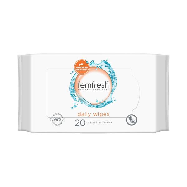 FEMFRESH DAILY INITIMATE TRAVEL WIPES 20 PACK