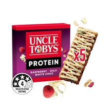 UNCLE TOBYS PROTEIN MUESLI BARS SNACKS RASPBERRY GOJI WHITE CHOC