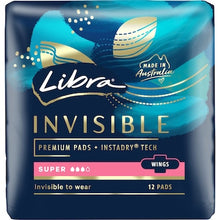 Libra Invisible Super Pads With Wings 12 pack