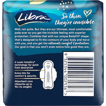 Libra Invisible Super Pads With Wings 12 pack