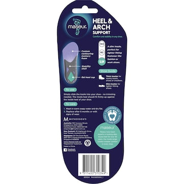 Maseur Footcare Heel & Arch Insole Womens each