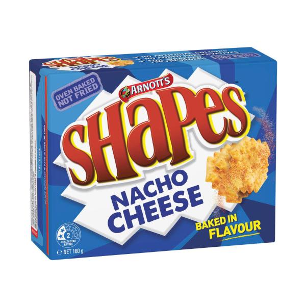ARNOTT'S SHAPES NACHO CHEESE CRACKER BISCUITS 160G