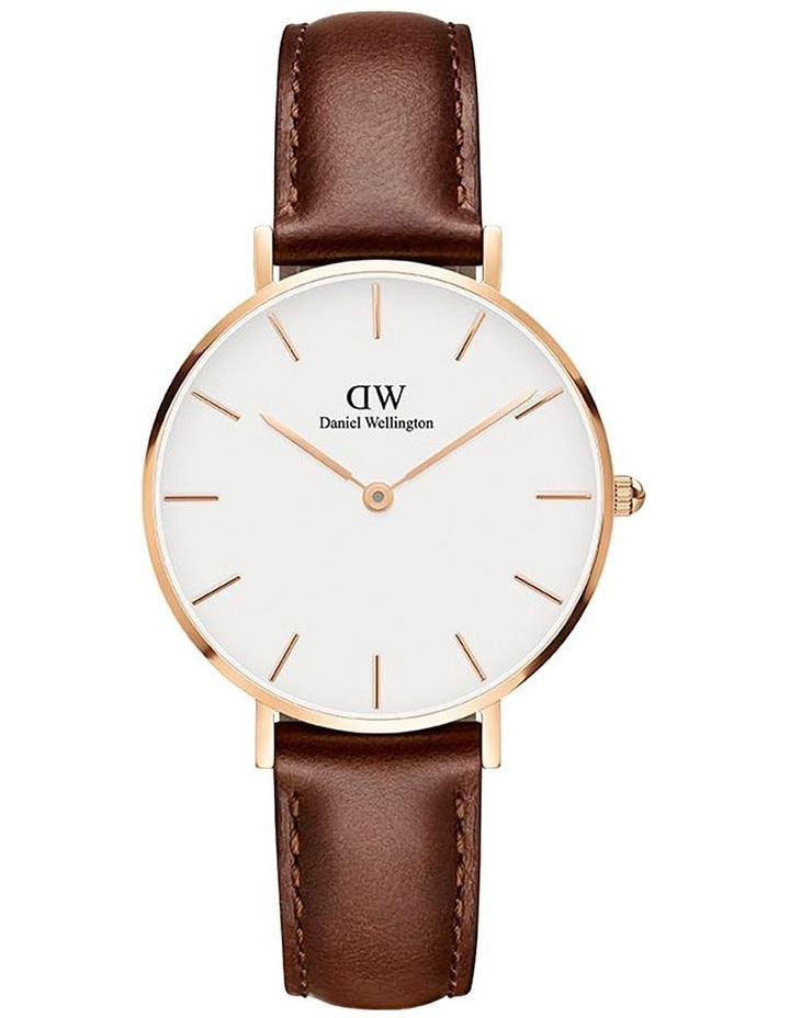 Petite St Mawes 32mm Leather Watch in Rose Gold
