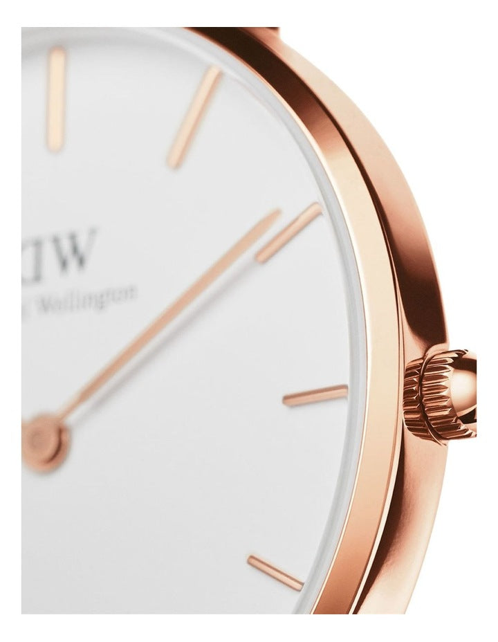Petite St Mawes 32mm Leather Watch in Rose Gold