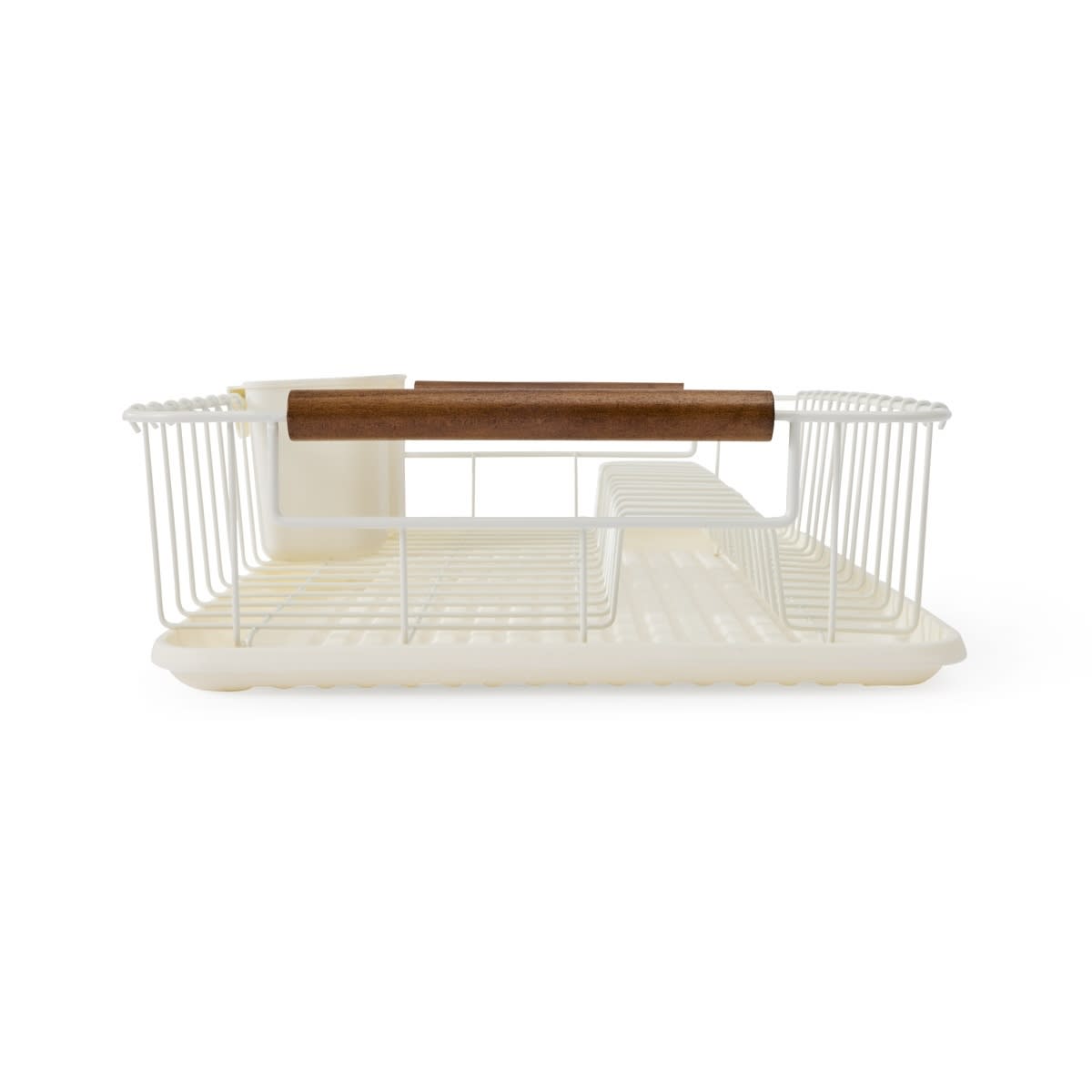Off White Acacia Handle Dish Rack