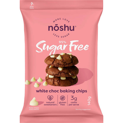 Noshu Sugar Free White Choc Baking Chips 140g