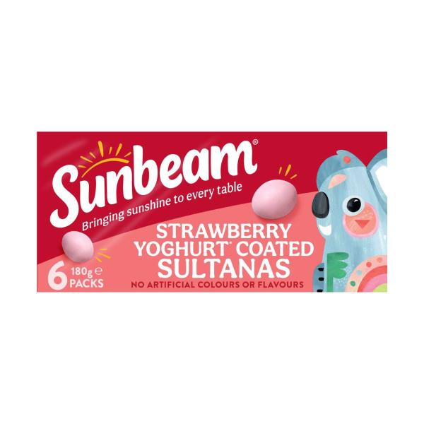 SUNBEAM STRAWBERRY YOGHURT COVERED SULTANAS 6 X 30G