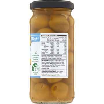 Woolworths Anchovy Stuffed Green Mediterranean Olives 230g