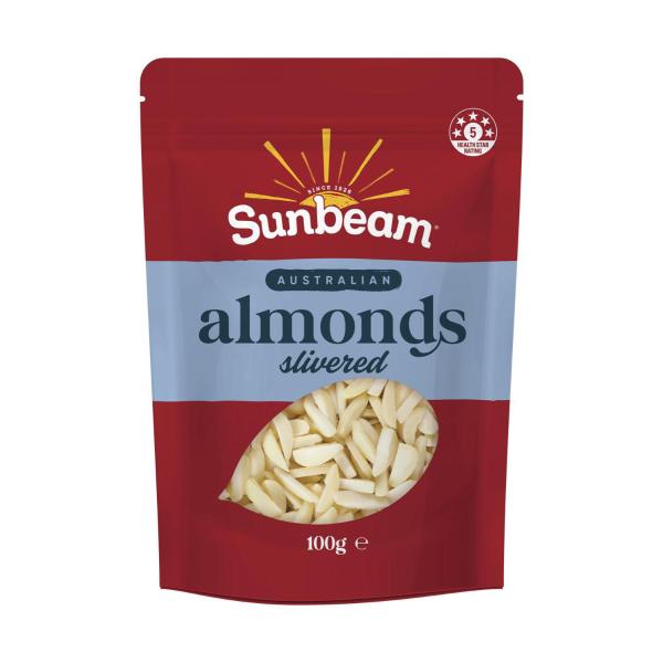 SUNBEAM AUSTRALIAN NUTS SLIVERED ALMONDS 100G