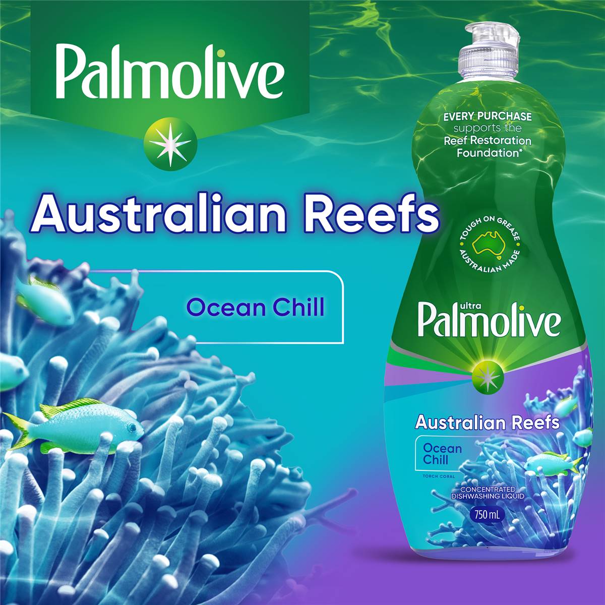 Palmolive Australian Reefs Dishwashing Liquid Ocean Chill 750mL