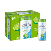 MOUNT FRANKLIN SPARKLING WATER CANS 6X250ML:LIME:.:6 PACK