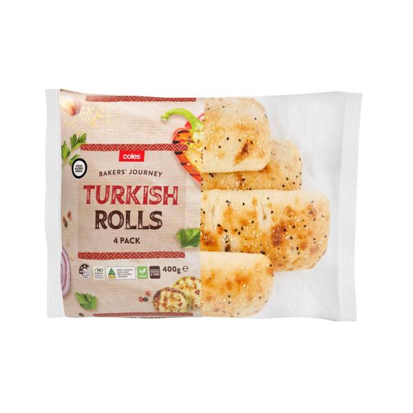 COLES TURKISH ROLLS 4PK