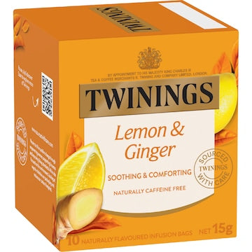 Twinings Lemon & Ginger Tea Bags 15g x 10 pack