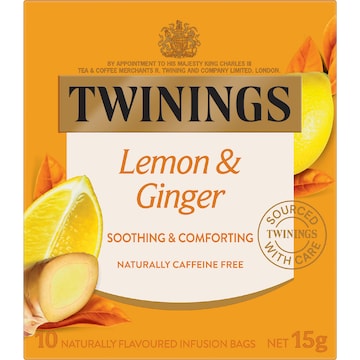Twinings Lemon & Ginger Tea Bags 15g x 10 pack