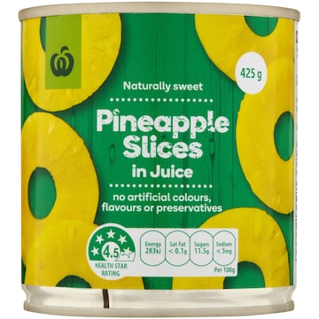Woolworths Pineapple Slices In Juice 425g
