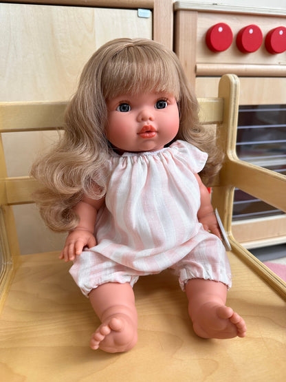 Baby Girl Doll Fully Dressed in pink outfit 3 designs 34cm by Mini Colettos Lyra Pretend and Imaginary play Toy gift idea for 3yrs+