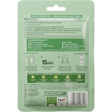 Garnier Skin Active Hydra Bomb Sheet Face Mask Green Tea each