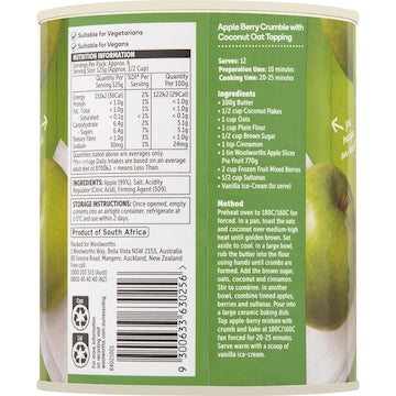 Woolworths Apple Slices Pie Fruit 770g