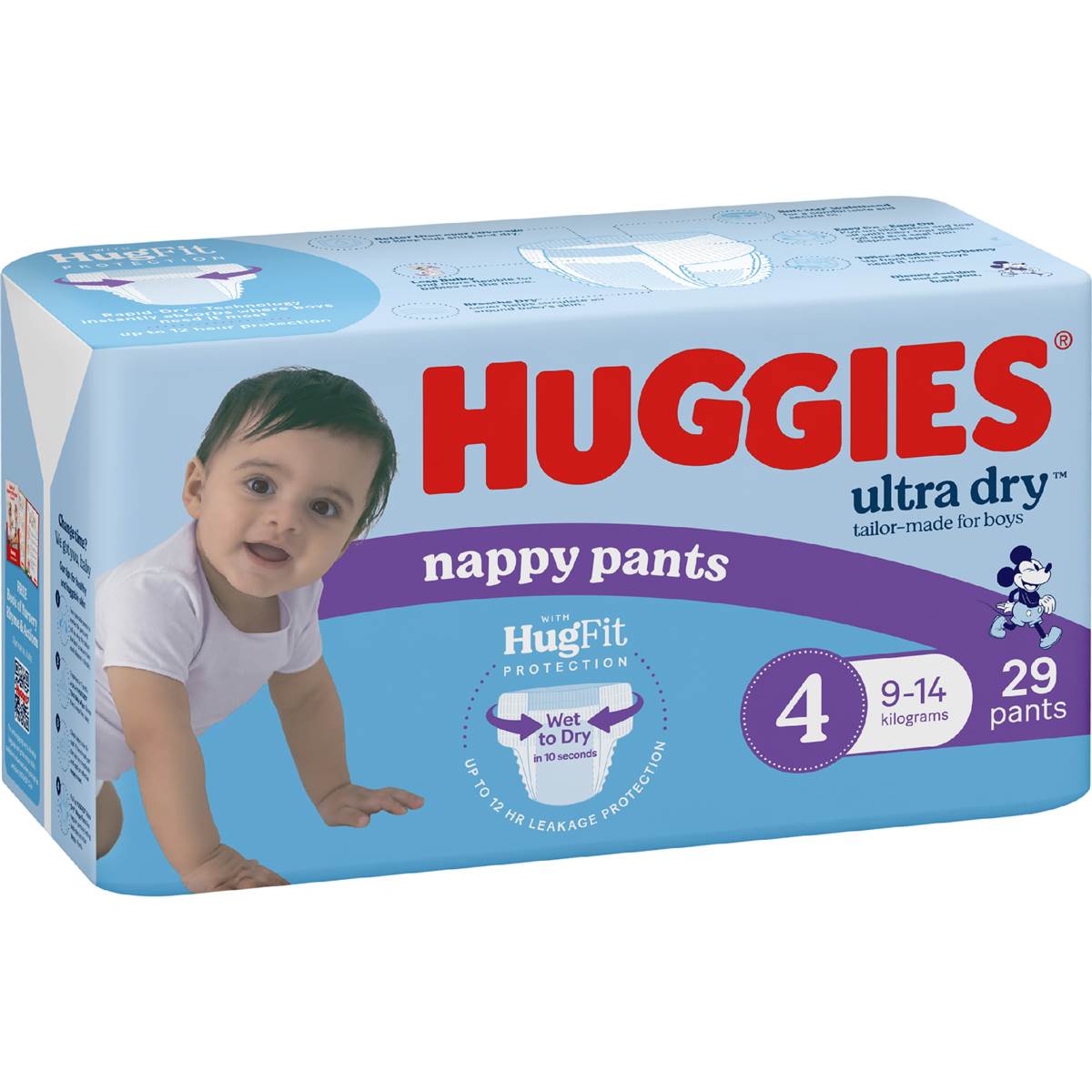 Huggies Ultra Dry Nappy Pants Boys Size 4 (9-14kg) 29 pack