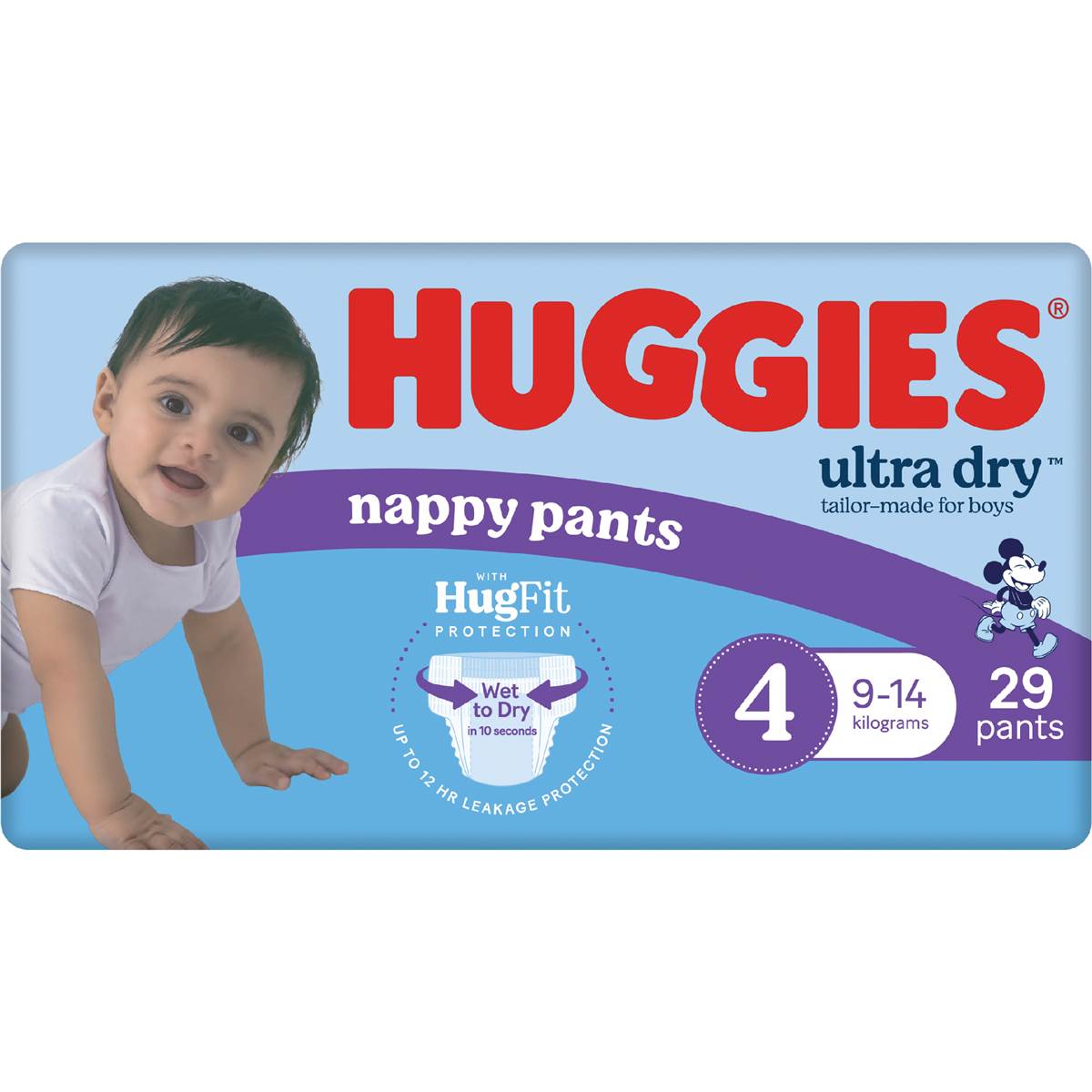 Huggies Ultra Dry Nappy Pants Boys Size 4 (9-14kg) 29 pack