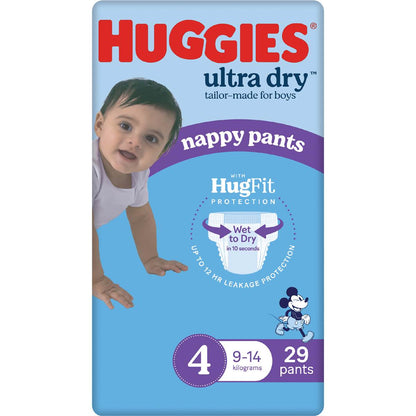Huggies Ultra Dry Nappy Pants Boys Size 4 (9-14kg) 29 pack